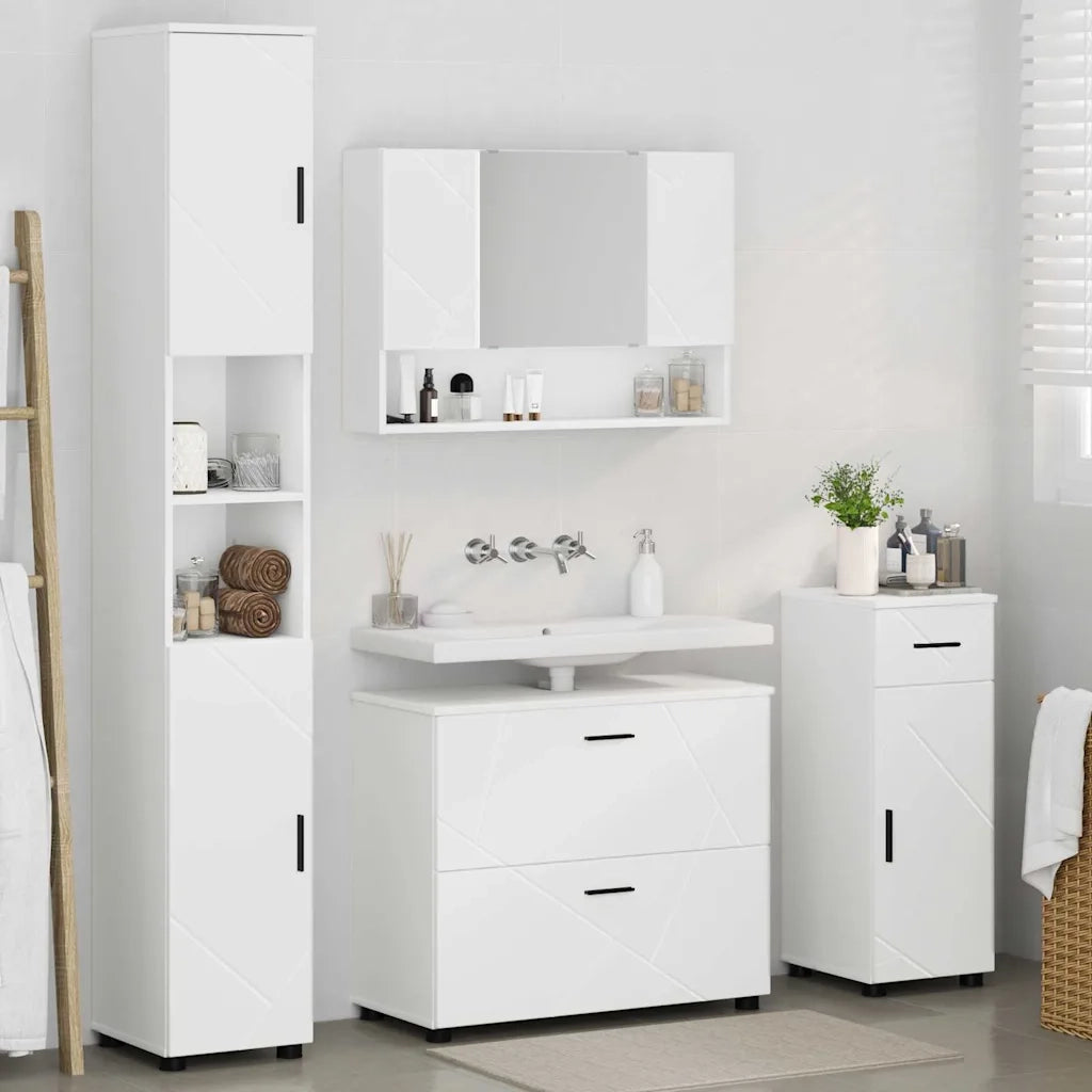 Set di mobili per il bagno con cassetto con porta 4 pcs Bianco 3393053