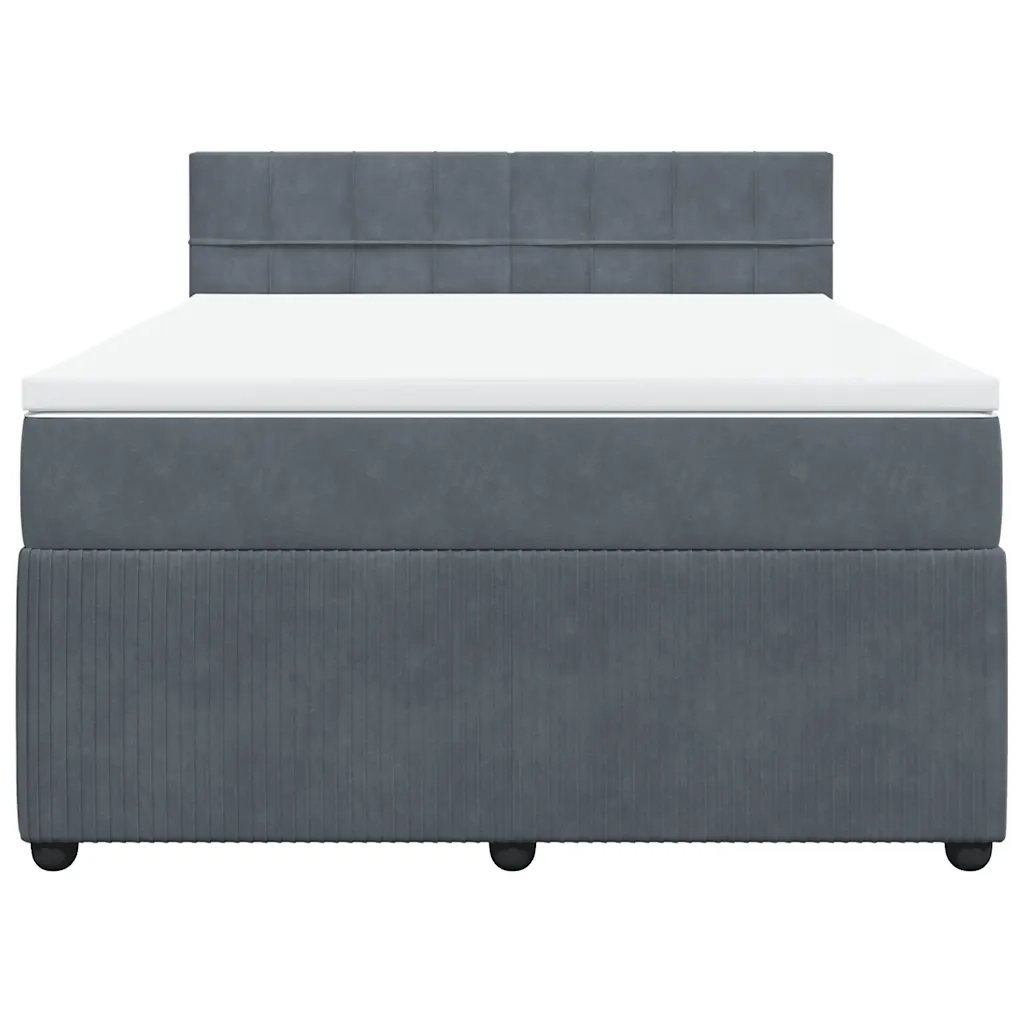 Giroletto a Molle con Materasso Grigio Scuro 140x200 cm Velluto