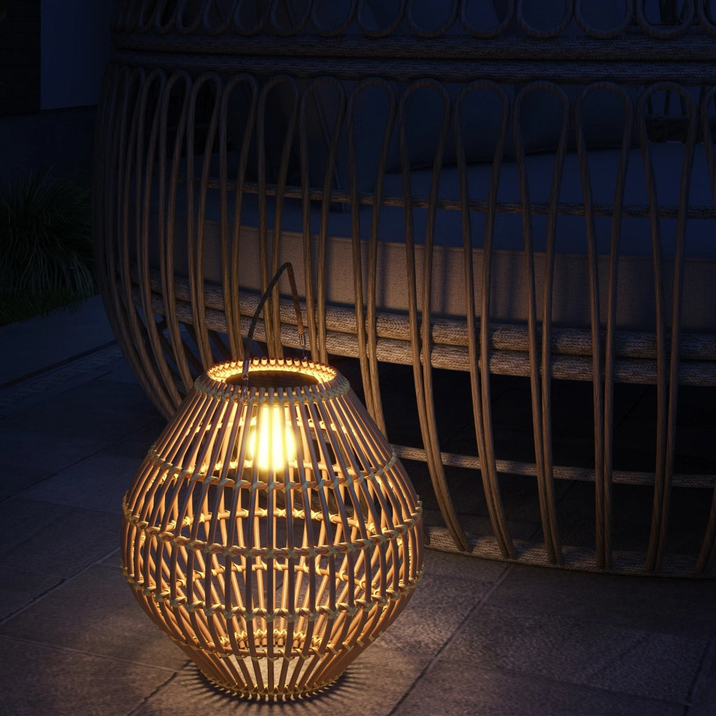 Lampada Solare da Giardino in Rattan ¨C zephmum ¨C Giallo 31x31x32 cm