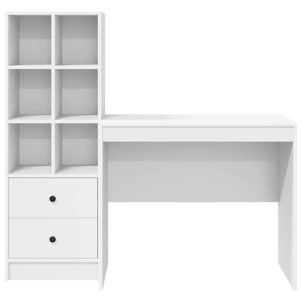 Scrivania con spazio di archiviazione in legno ingegnerizzato bianco
