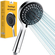 Douchekop con 5 impostazioni di getto, alta pressione, douchekop manuale con funzione di risparmio d'acqua, grande douchekop per risparmio d'acqua.