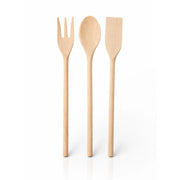 Set Utensili Cucina in Legno Naturale 3 Mestoli Antigraffio 31 cm per Pentole