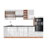 Cucina componibile Fame-Line Bianco lucido/Rovere dorato 280 cm, PL Antracite Vicco