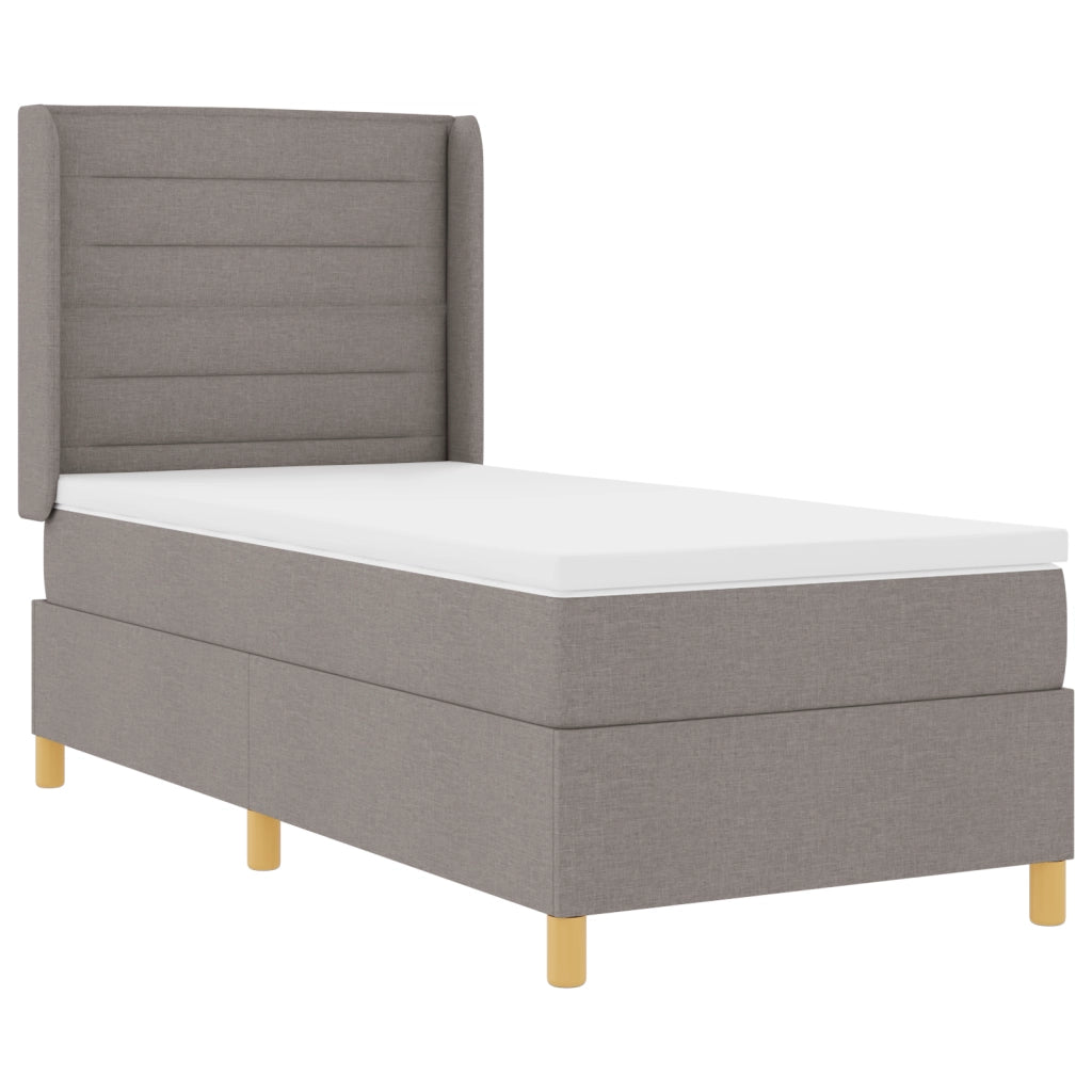Letto a Box Spring con Materasso e LED Tortora 100x200 cm Tessuto