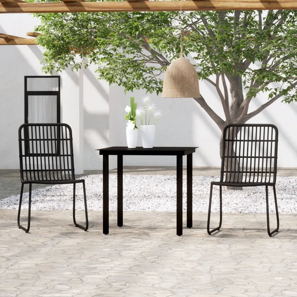 Set da Pranzo da Giardino 3 pz | Set Salotto da Giardino Nero