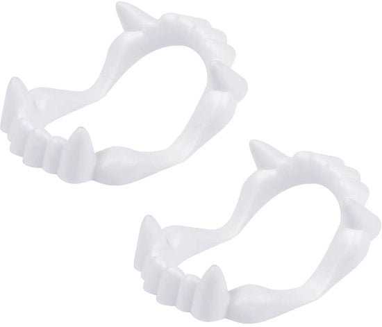 Denti da vampiro 2 pezzi - Denti falsi - Protesi dentale - Costumi da Halloween - Realistici - Leggeri - Protesi in plastica - Denti da ne