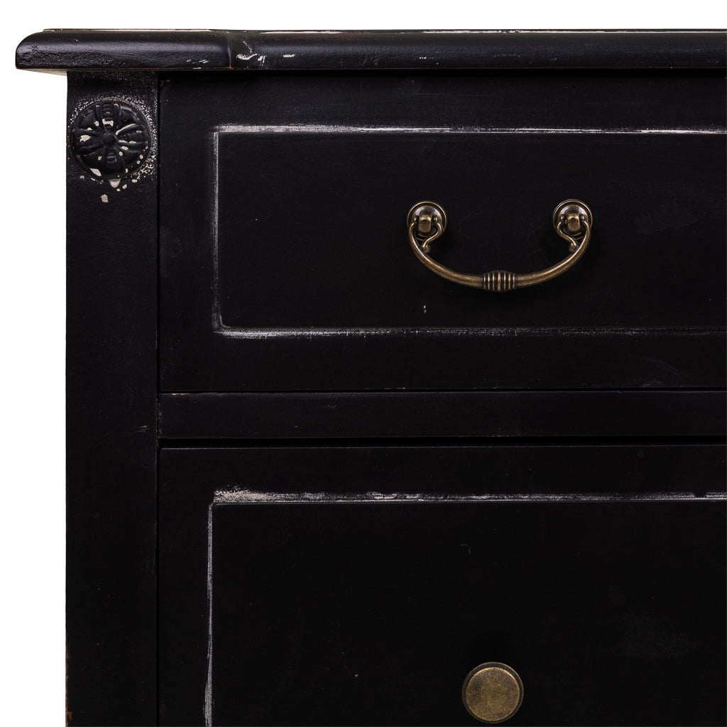 Cassettiera in legno nero 88x38x72h