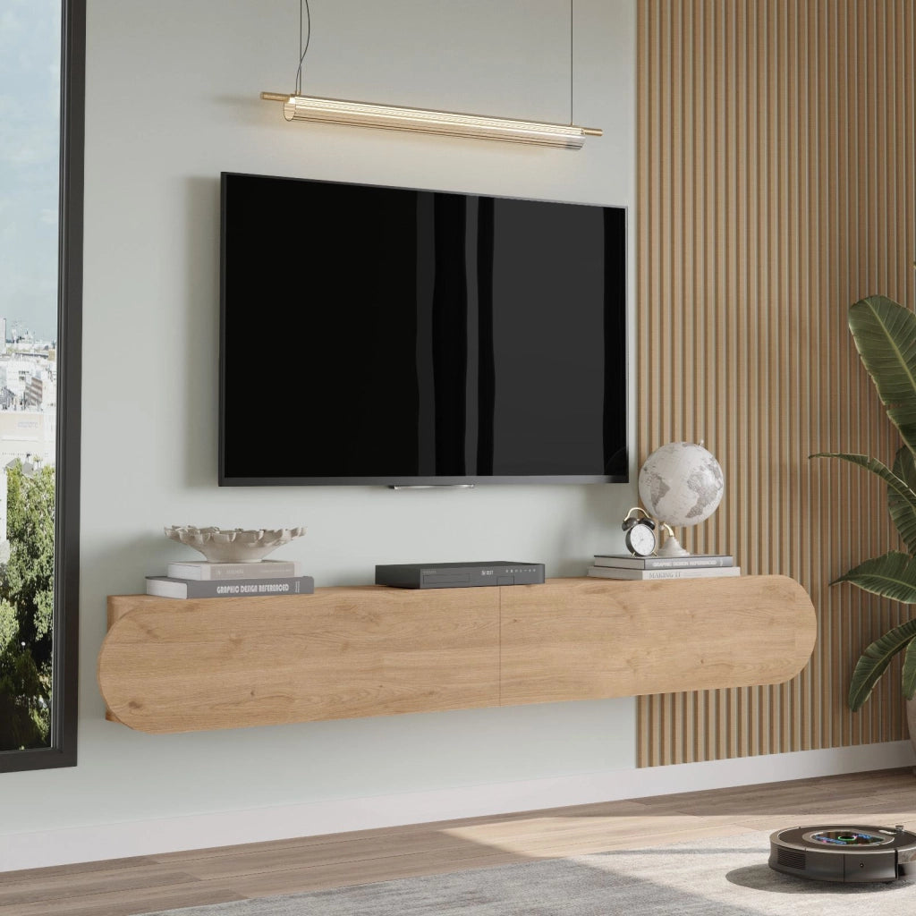 Porta TV in legno "LUM1" - 180 x 31 x 29 cm - Beige
