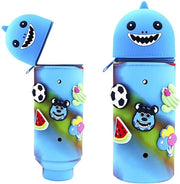 Etui 2-in-1 per bambini, tas siliconico morbido, etui in piedi, custodia per animali di peluche, etui cartoon per ragazze e ragazzi (squalo)