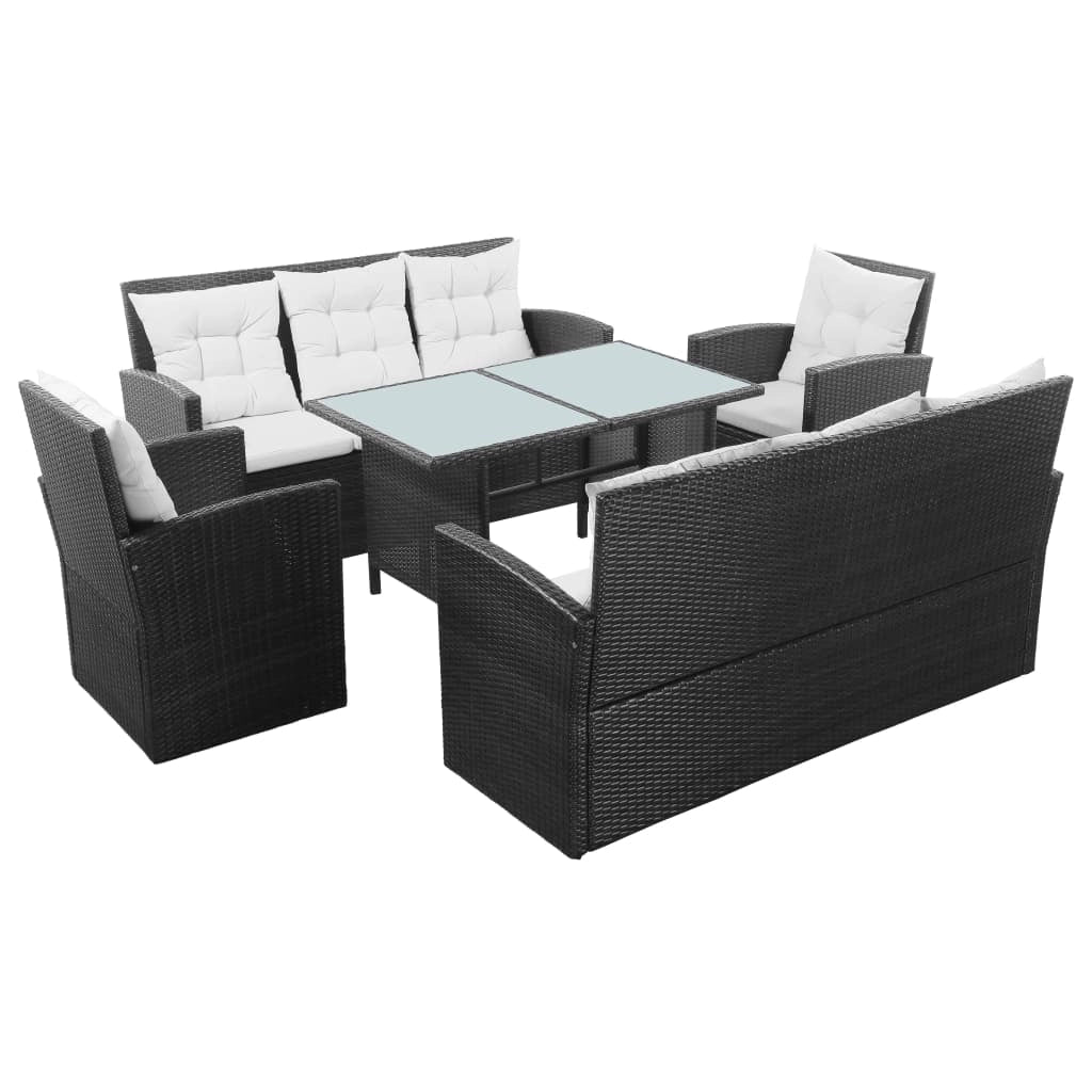 Set di mobili da giardino mobili da esterno 5 pezzi con cuscini resina intrecciata nera 02_0016494