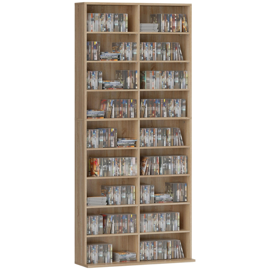 Libreria 9 Ripiani con 18 Scomparti e 14 Ripiani Regolabili ¨C Zephmum ¨C Naturale 80x30x180