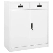 Mobile contenitore da ufficio resistente con 2 ripiani regolabili 90 x 40 x 102 cm acciaio bianco 02_0046907