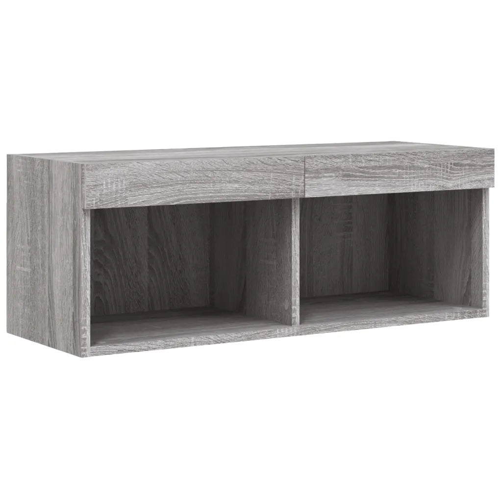 Mobili TV a Muro con LED 4pz Grigio Sonoma in Legno Multistrato 3216652