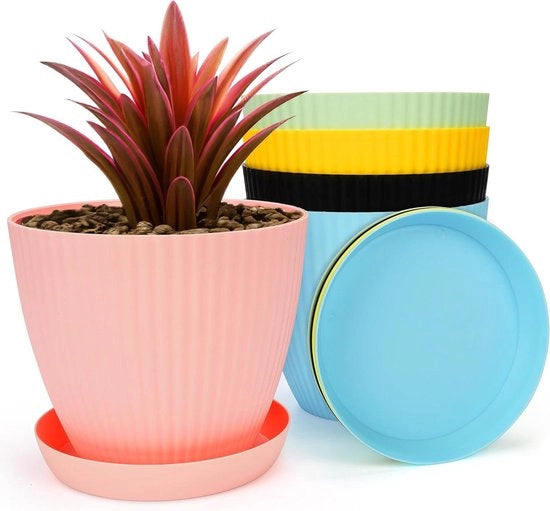 Pannelli di Cottura Colorati 5 Pack - Fessure di Drenaggio - Piatti per Cottura - 14,5cm/5,7 Pollici - Pannelli per Fiori da Interno - Pannelli per Piante Succulente - Semenzali da Giardino