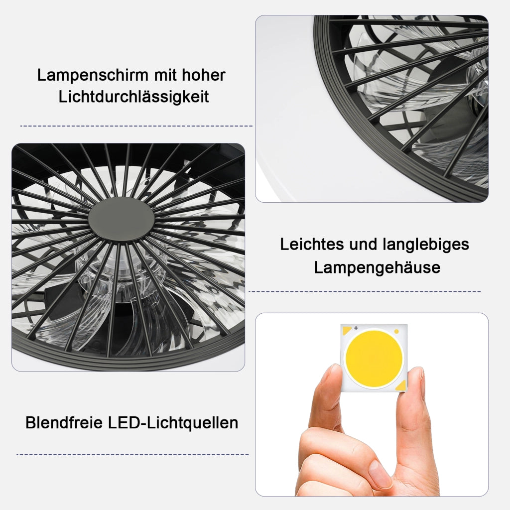 ZMH Ventilatore da soffitto a LED bianco con illuminazione Ventilatore da 40 W silenzioso con telecomando dimmerabile