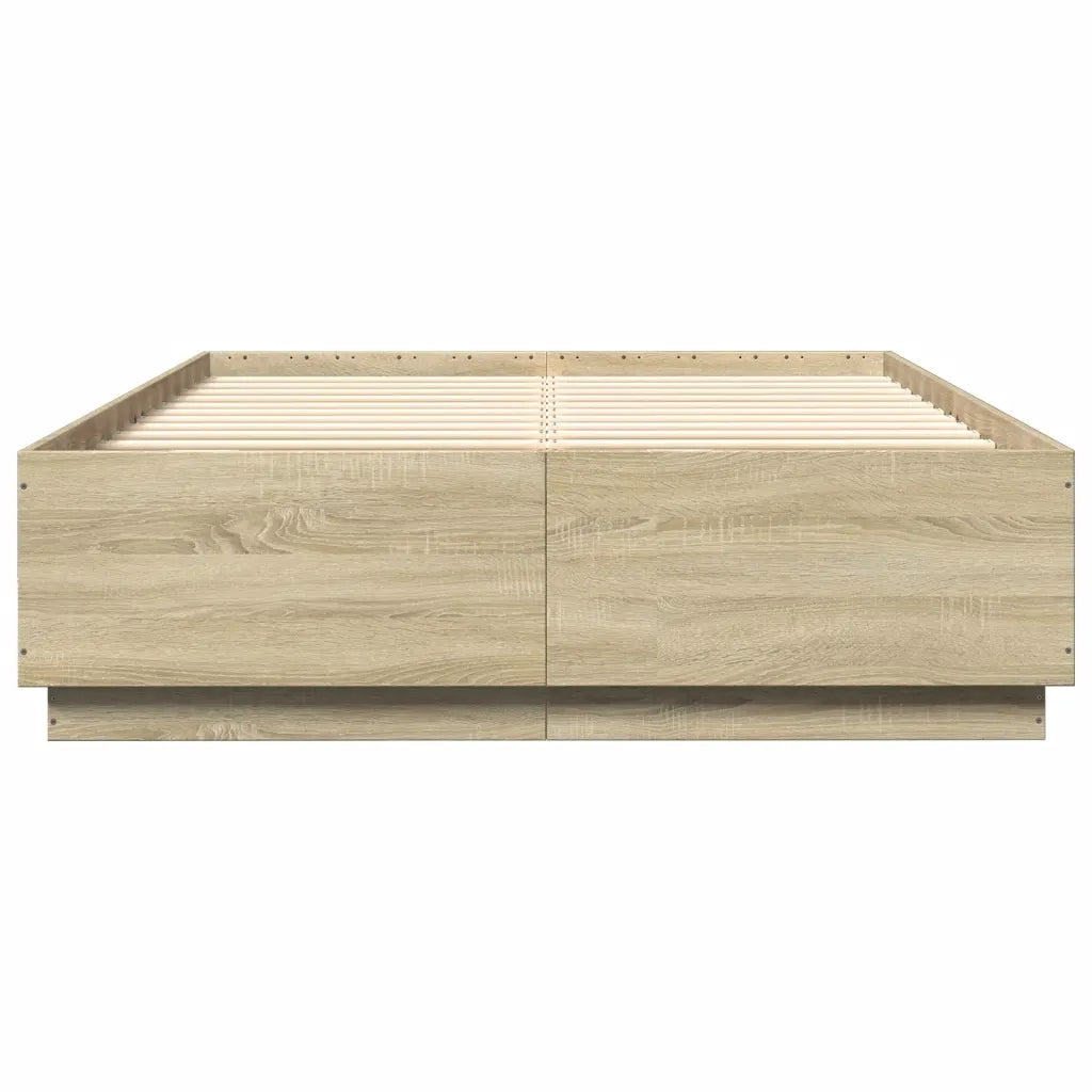 Giroletto Luci LED-Struttura Letto con LED Rovere Sonoma 140x200 cm Legno Multistrato 758038