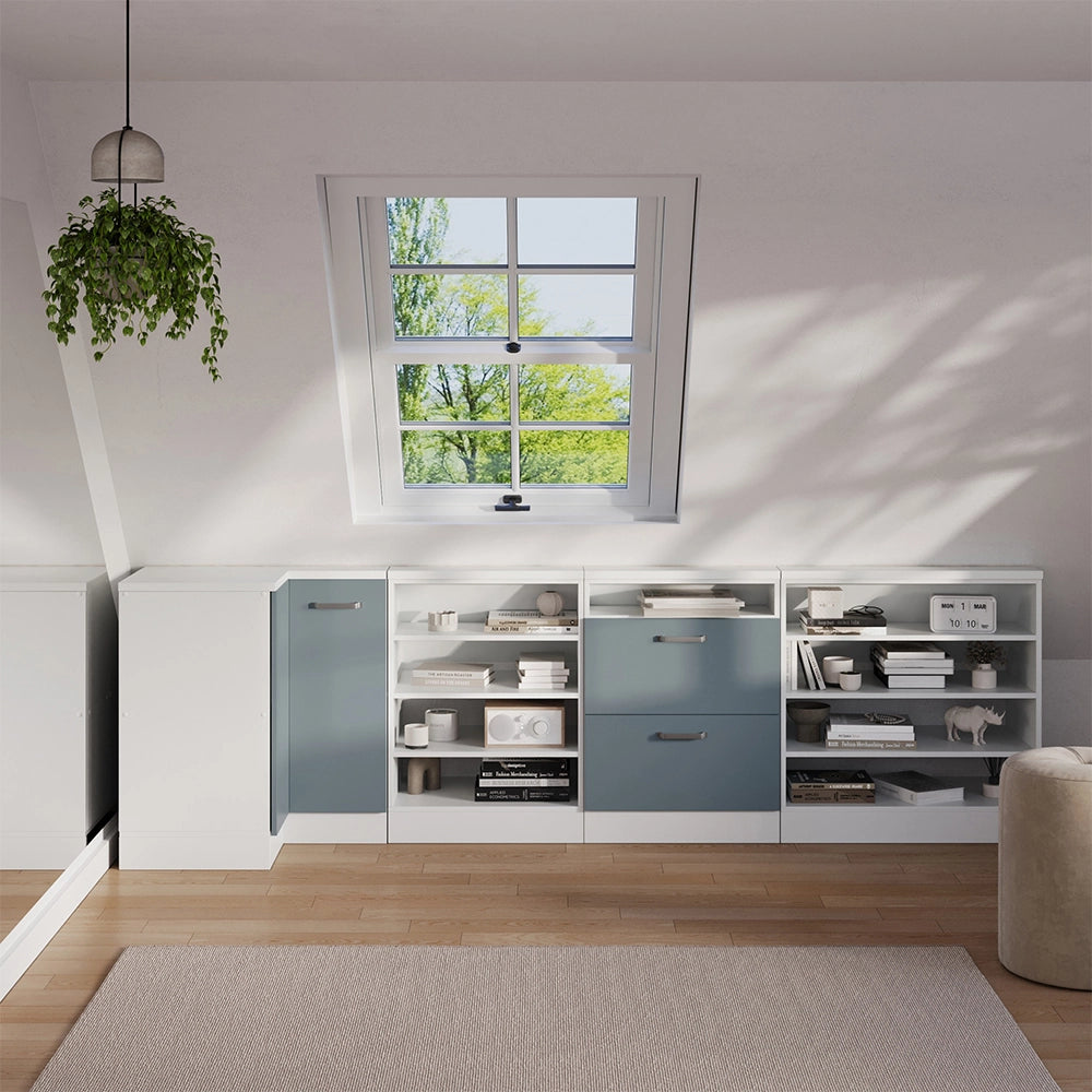 Mobile sottotetto Mobile angolare Rion Grigio-blu/Bianco 75.6 x 83.8 cm con 1 porta Vicco
