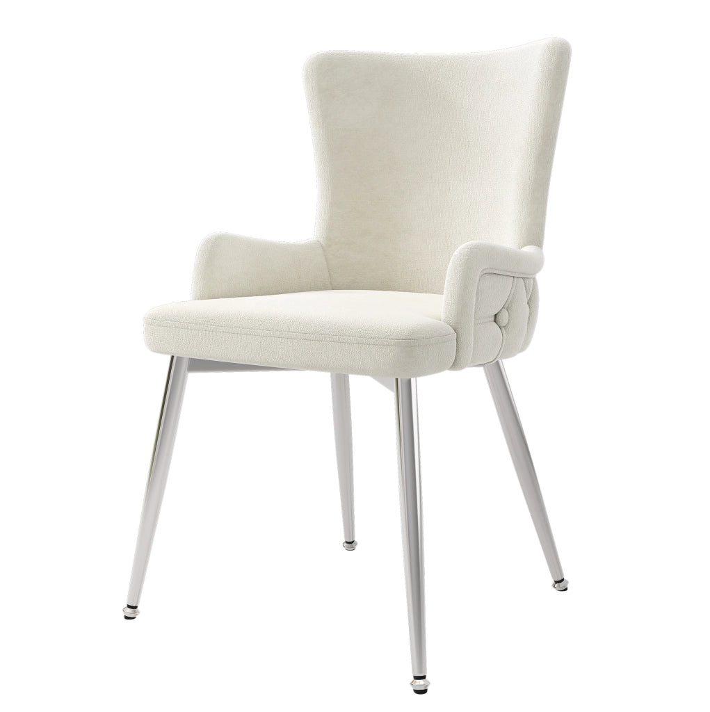 Set di 2 sedie in velluto con gambe in metallo; beige e argento