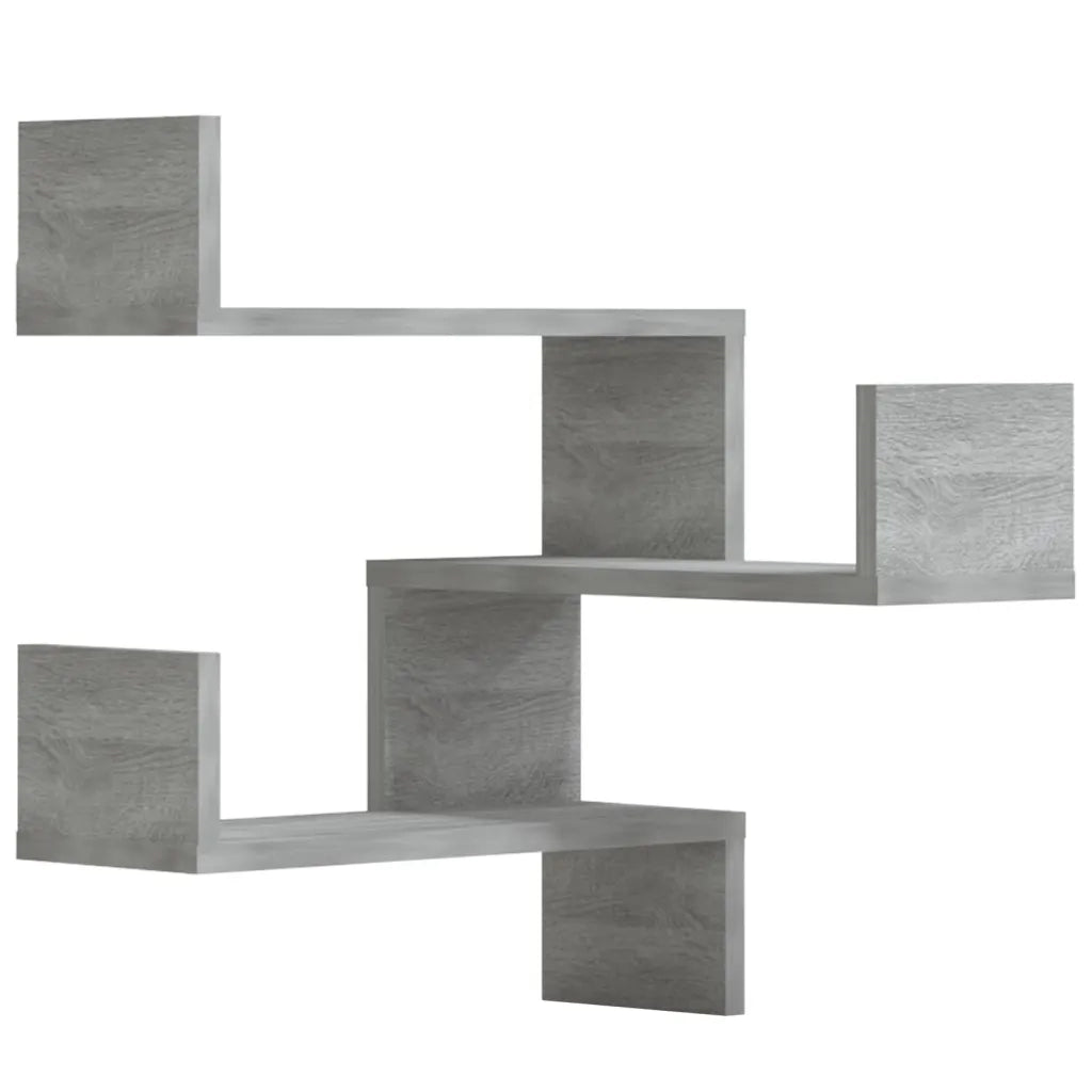 2 pz Scaffale Parete | Ripiano a parete | Mensola a parete Angolo Grigio Sonoma 40x40x50cm Multistrato