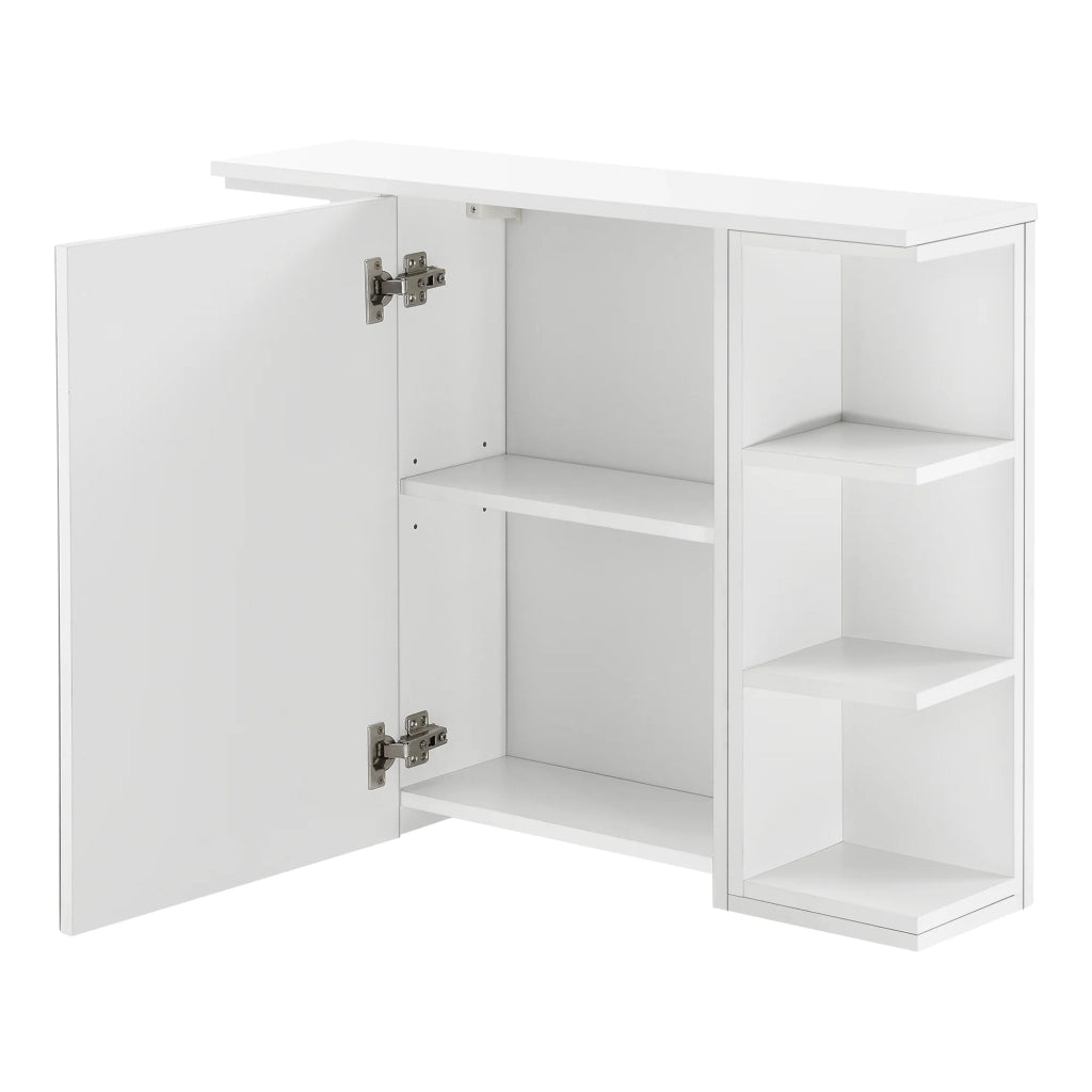 Armadio pensile di design mobile portaoggetti sospeso mobile da bagno anta con specchio ripiani regolabili truciolato melaminico 64 x 80 x 20 cm bianco 03_0005927