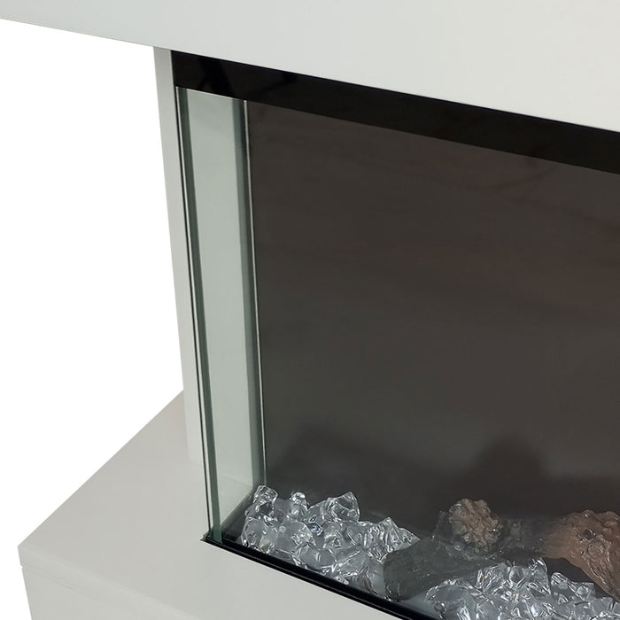 Camino Elettrico da Parete o Incasso Alaro Plus 127x18x52 cm Effetto Fiamma Telecomando in MDF Bianco