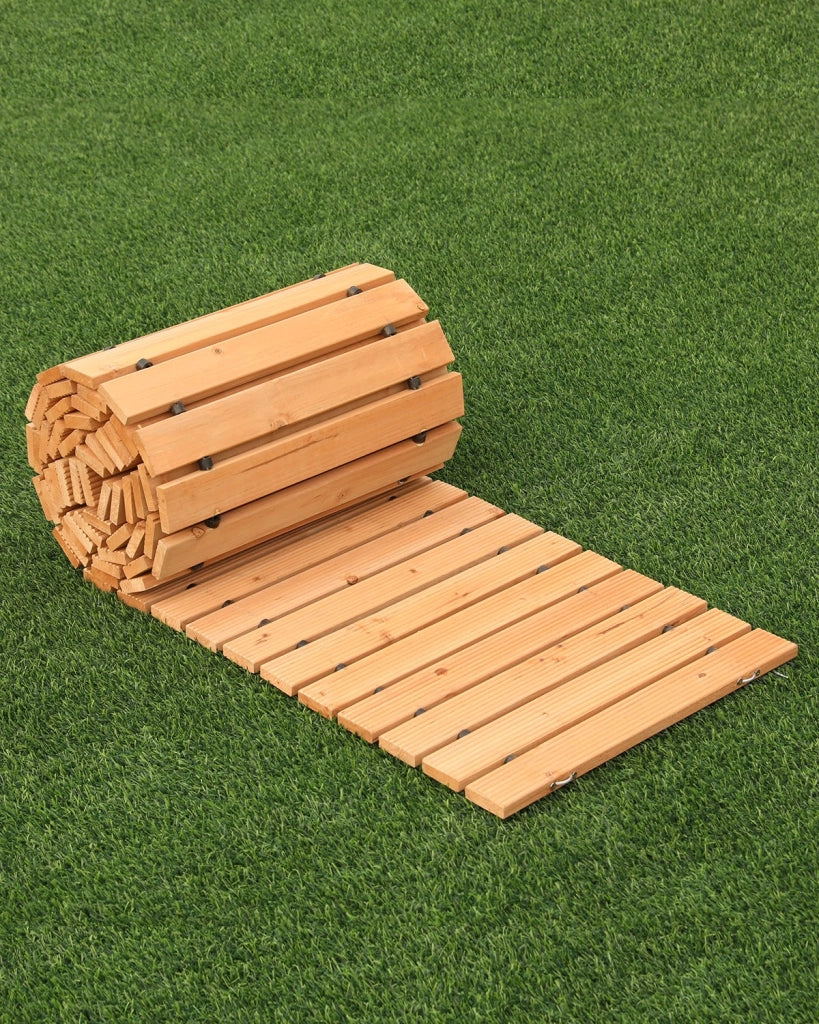 PW-S12 Sentiero da Giardino in Legno di Cedro Marrone 3,65 m x 43,18 cm Passerella Srotolabile Antiscivolo per Esterni