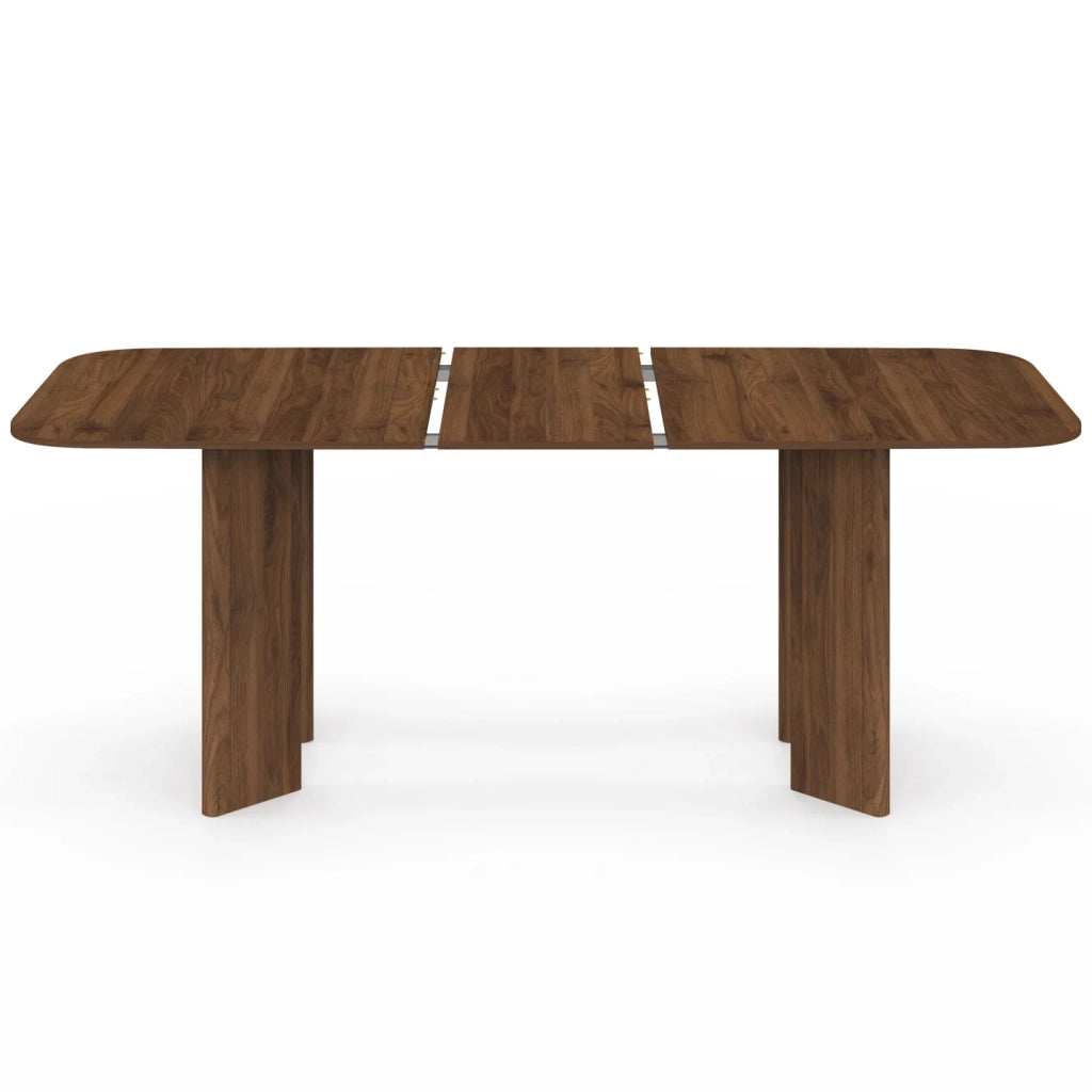 IDMarket - CAPUCINE Tavolo da pranzo rettangolare rotondo allungabile per 6-10 persone con 4 gambe arrotondate in noce 160-200 cm