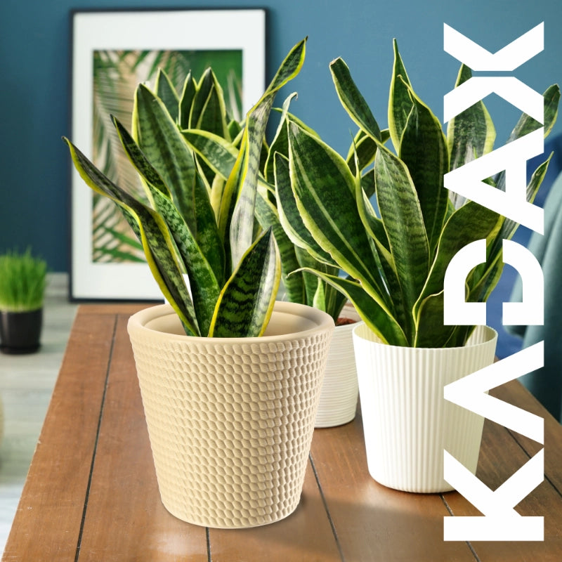 Vaso da fiori KADAX in plastica, rotondo, 40 cm, beige