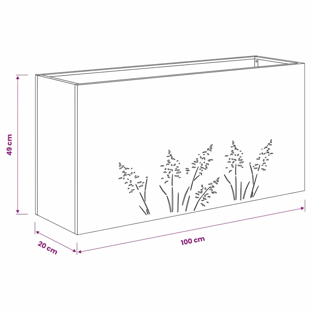Vaso da giardino Nero 100 x 20 x 49 cm 8005848