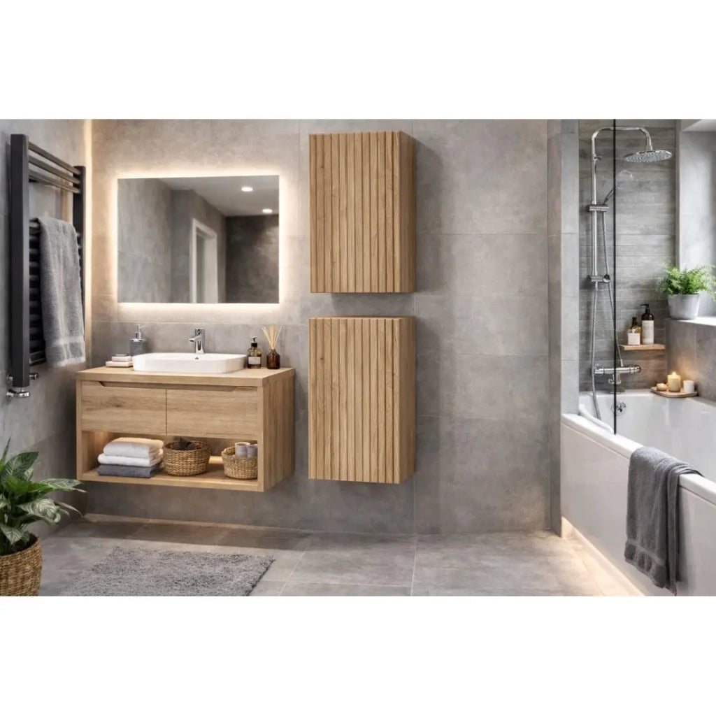 Mobile da bagno VANO 57 cm in rovere sospeso con porta