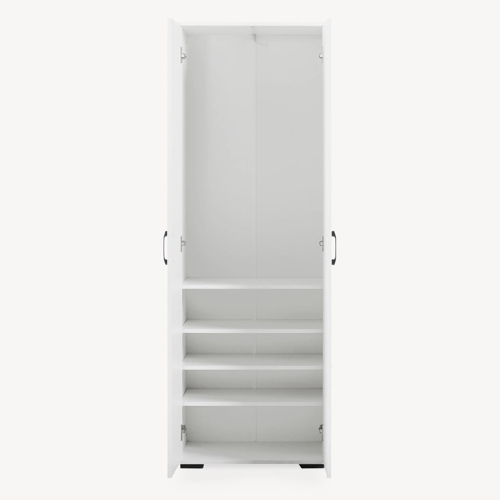 Armadio Chalvefted a 2 Ante Guardaroba con Barra Appendiabiti e 4 Ripiani Regolabili 175 x 60 x 35 cm - Bianco [en.casa]