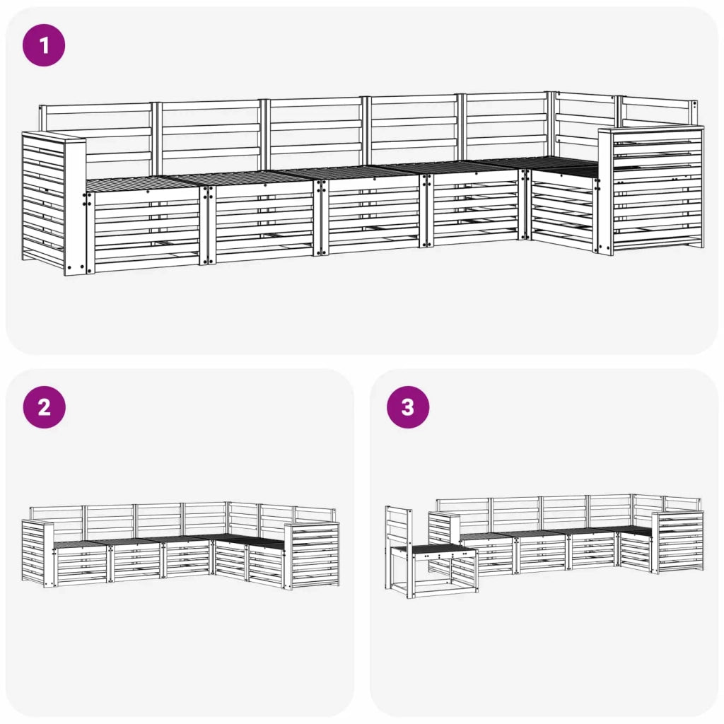Set di divani da esterno 6 pcs Bianco 310 x 132,5 x 73 cm 3391919