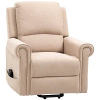 Poltrona Alzapersona Reclinabile fino a 135° con Telecomando e Poggiapiedi, 88x92x106 cm, Marrone Chiaro