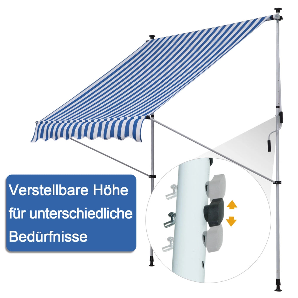 Tenda da sole a braccio pieghevole con manovella ¨C zephmum ¨C 150 cm blu e bianco