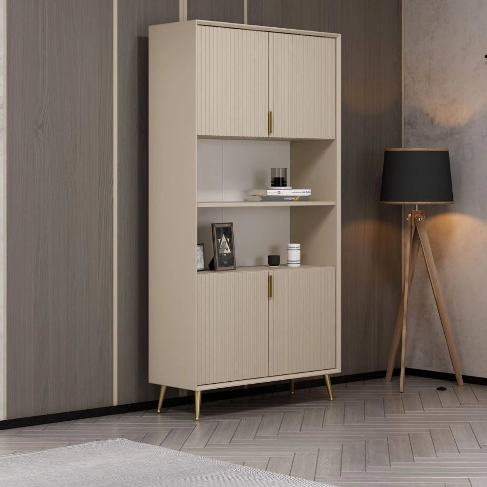 Credenza alta Kale effetto cannettato cashmere 90x35x180H – Eleganza Verticale