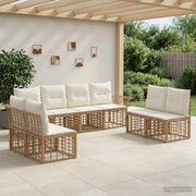 Set di divani da esterno 8 pcs Naturale e Bianco Crema