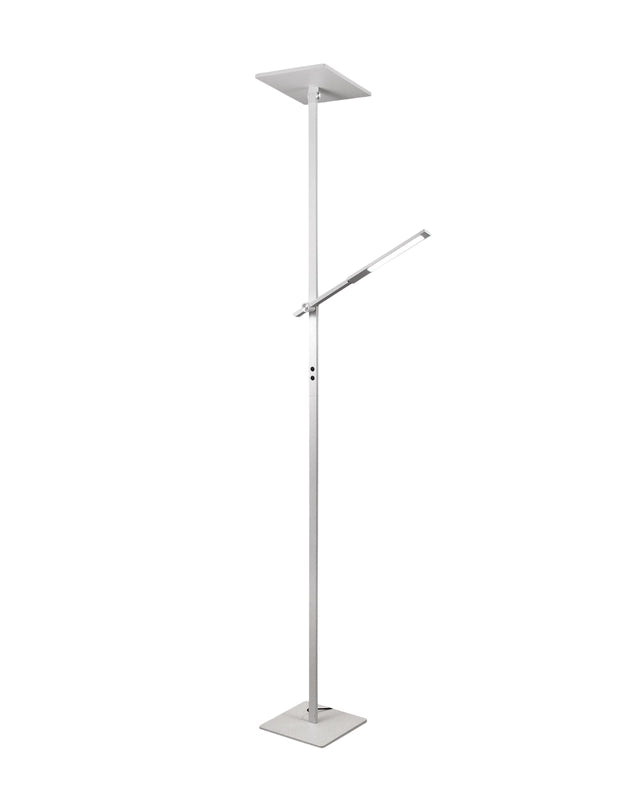 Ideal - Piantana a Led Bianca in metallo H.180 cm Fabas Luce - 2 luci da 40W e 8W a led integrato 3000K