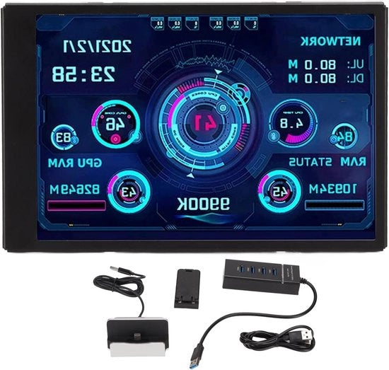 Sistema di Monitoraggio Temperatura PC AIDA64 con Display USB - Pannello di Sensore con Stazione di Ricarica