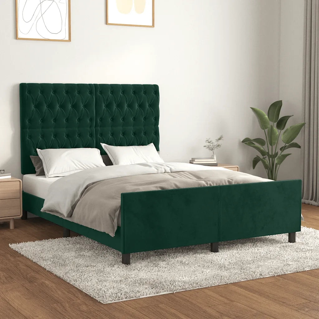 Giroletto senza Materasso Verde Scuro 140x200 cm in Velluto