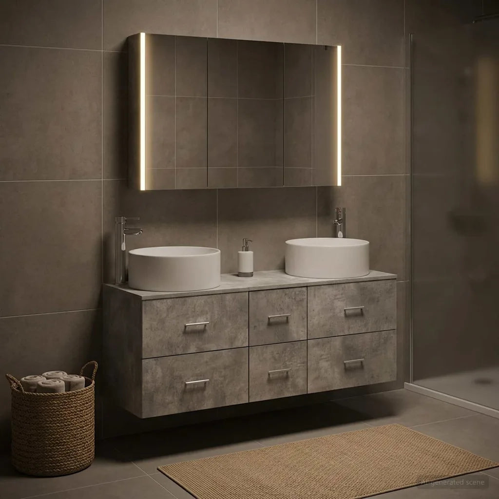 Set di mobili per il bagno 4 pcs Grigio Cemento 3407106