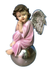 Statua Decorativa Natalizia Angelo resina su sfera grande lilla