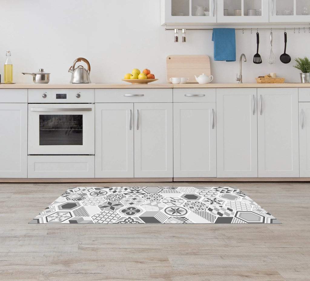 Tappeto Cucina Antiscivolo Made in Italy Passatoia Antimacchia Multiuso Corridoio Soggiorno Lavabile in Lavatrice - 50x500 - Mattonella grigia