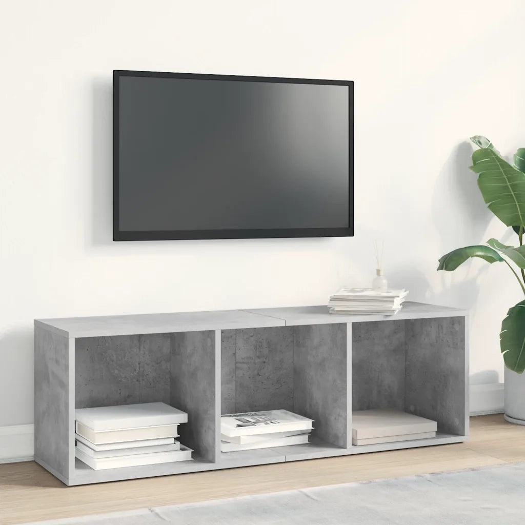 Libreria-Mobile TV Grigio Cemento 36x30x114cm Legno Multistrato