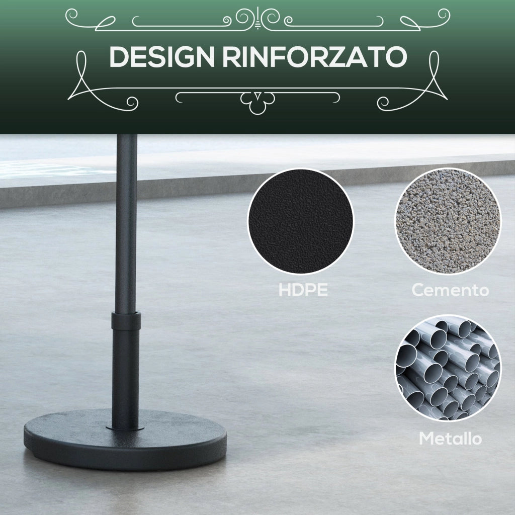 Base per Ombrellone Ø46,5 cm da 15kg per Pali da Ø3,8 e Ø4,8 cm in Plastica e Cemento Nero