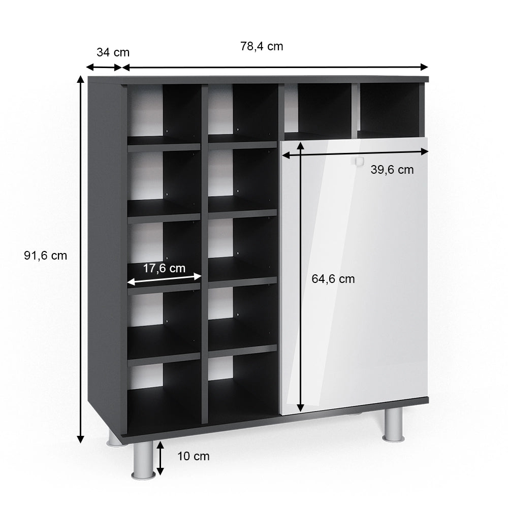 Armadietto da bagno con portabiancheria Fynn Bianco lucido 78.4 x 91.6 cm Vicco