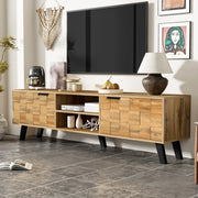 OKWISH Mobile TV con 2 Ante e 2 Vani Aperti, Cerniere Ammortizzate, Stile Moderno, per Soggiorno, 160,5 x 35,5 x 45 cm