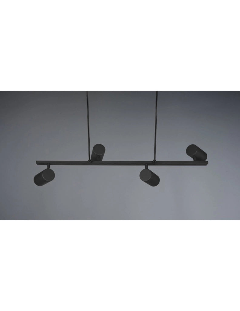 Sospensione Nera 4 Faretti Spot GU10 Orientabili Marley Trio Lighting