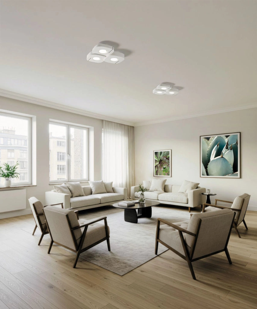 SARDIS Lampada da soffitto 3 luci attacco GX53 in gesso bianco con rifinitura Bronzo satinato