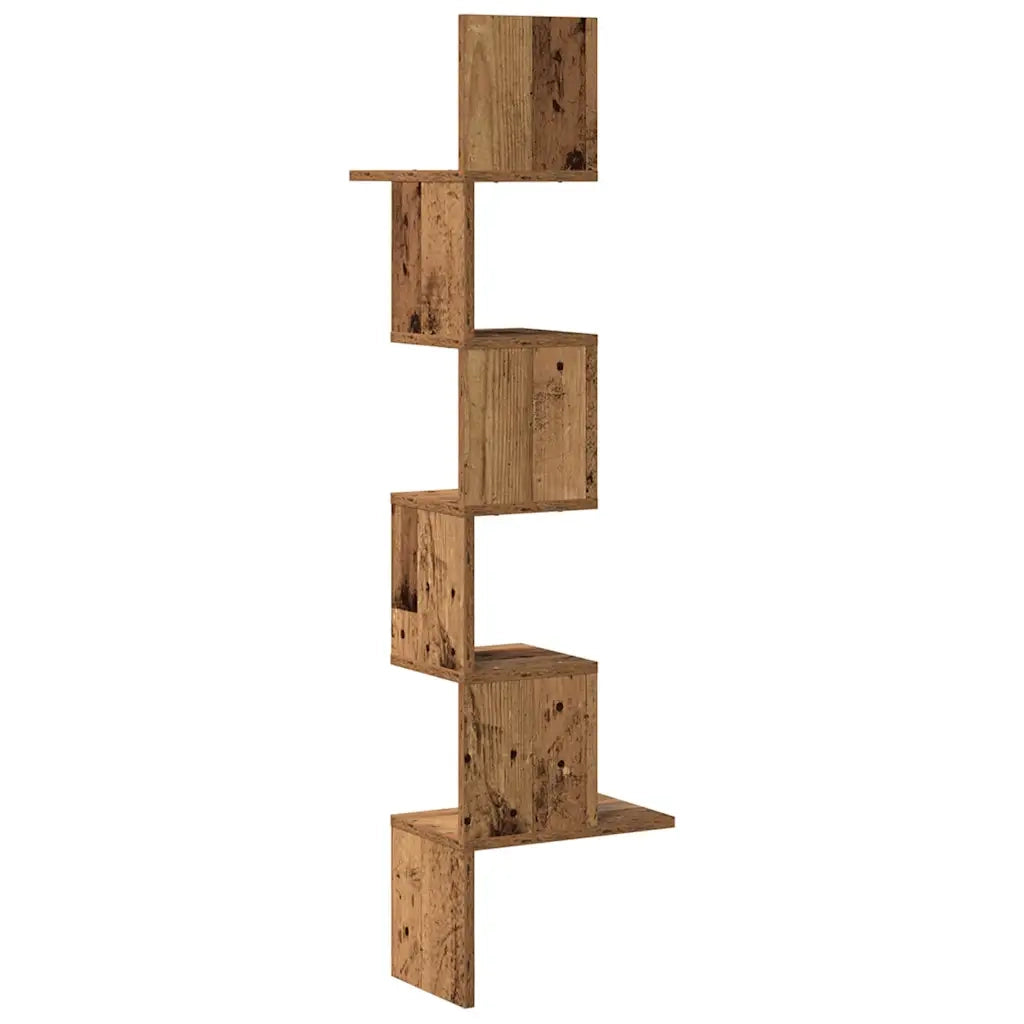 Mensola Angolare Legno Vecchio 32x32x127,5 cm Legno Multistrato 860524