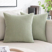 Cuscino Quadrato in Corduroy 40x40 cm, Verde, Set di 2 Cuscini Decorativi per Soggiorno e Camera da Letto, 16x16 Pollici, Materiale Zucchero